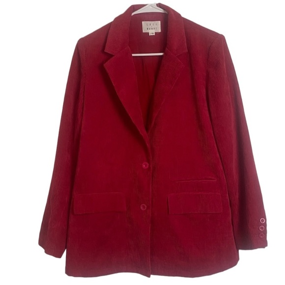 Lost + Wander Corduroy Blazer Red Jacket Small Christmas Holiday Casual - Picture 2 of 12